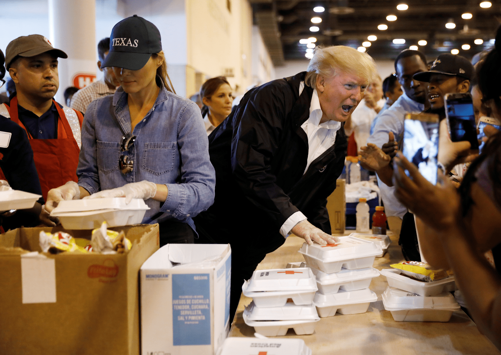 Donald Trump visits Houston after Hurricane Harvey